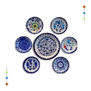 Blue Pottery Wall Hanging Plates Set